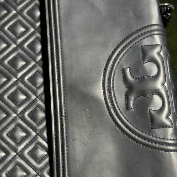 Tory Burch Fleming Matte Black Quilted Leather Shoulder Crossbody Bag Tassel - Picture 9 of 11